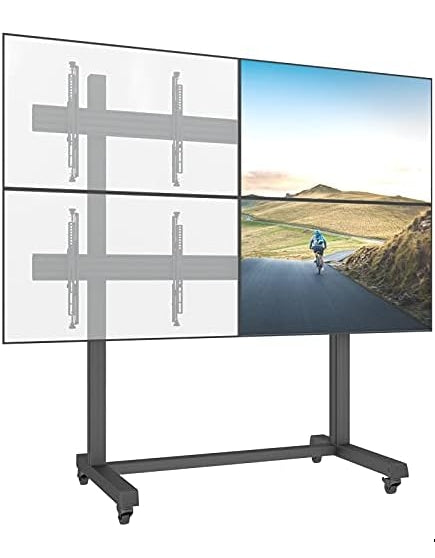 2x2 Video Wall Rolling Cart Display with Micro Adjustment Arms