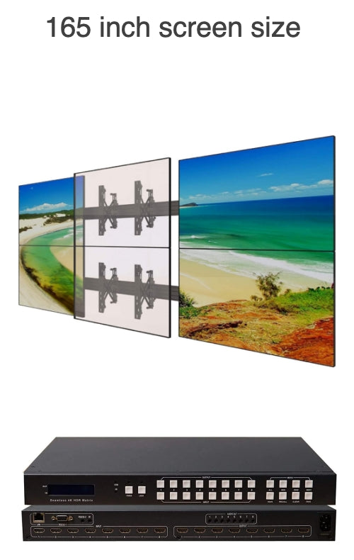 2x3 Video Wall Mount Package with six 55" Monitors, Wall Mount, and 8 input processor