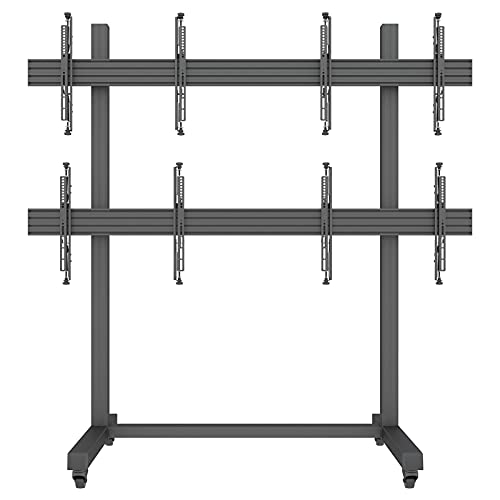 2x2 Video Wall Rolling Cart Display with Micro Adjustment Arms