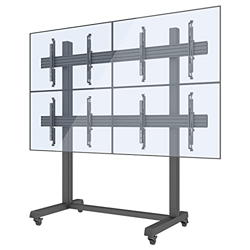 2x2 Video Wall Rolling Cart Display with Micro Adjustment Arms