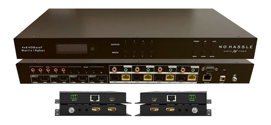 4x8 HDR 18GBPS HDBT 4K Matrix SWITCHER 4x4 with 4 Receivers HDMI 2.0a 2.0 CAT6 CAT5e HDMI HDCP2.2 Routing SPDIF Audio CONTROL4 Savant Home Automation