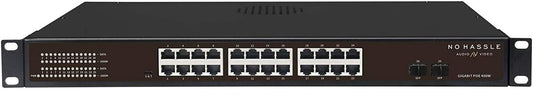 24 Port Gigabit PoE Unmanaged Network Switch + SFP Uplink Ports 802.3af 400w 400 Watts 15.4w 10/100/1000 Mbps RJ45 Rackmount Networking Security Cameras