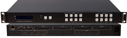 4x4 Seamless HDMI 4K HDR Matrix Switcher 18GBPS Ultra YUV 4:4:4 HDCP2.2 60Hz HDMI 2.0B Atmos HDTV Routing SELECTOR SPDIF Audio CONTROL4 Savant Home Automation Switch IP RS232