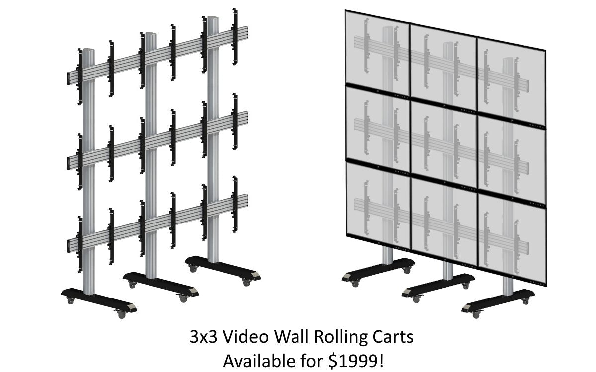 Video Wall TV Pop Out Mount Display Push with Micro Adjustment Arms Vesa Universal TV Television 3x3 2x2 3x2 2x3 4x4 5x5 Articulating (3x3 Video Wall Mount)