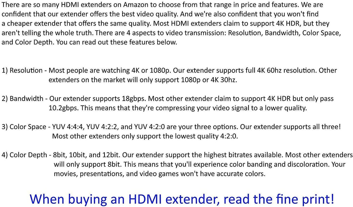 500ft HDMI over CAT HDbaseT Extender - 4K60hz 18gbps