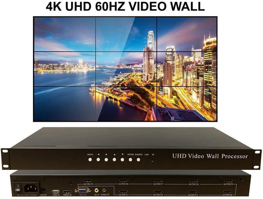 3x3 4K 60HZ UHD Video Wall HDMI Processor HDTV 1080p Controller Computer Splicer Rotate 180 Degrees 2x2 1x2 2x1 3x1 1x3 4x1 1x4 3x2 2x3 4x2 2x4