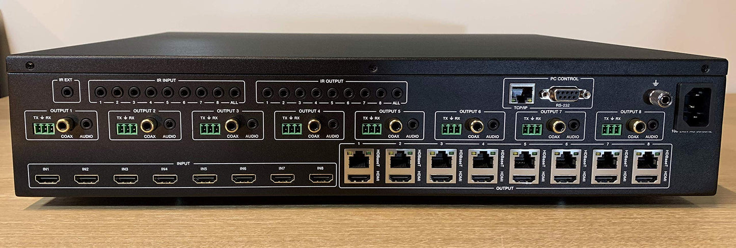 8x16 8x8 HDR 18GBPS HDbaseT 4K Matrix Switcher ARC Downscaling 16x16 with 8 Receivers HDMI 2.0a 2.0 CAT6 CAT5e HDMI HDCP2.2 Routing SPDIF Audio CONTROL4 Savant Home Automation