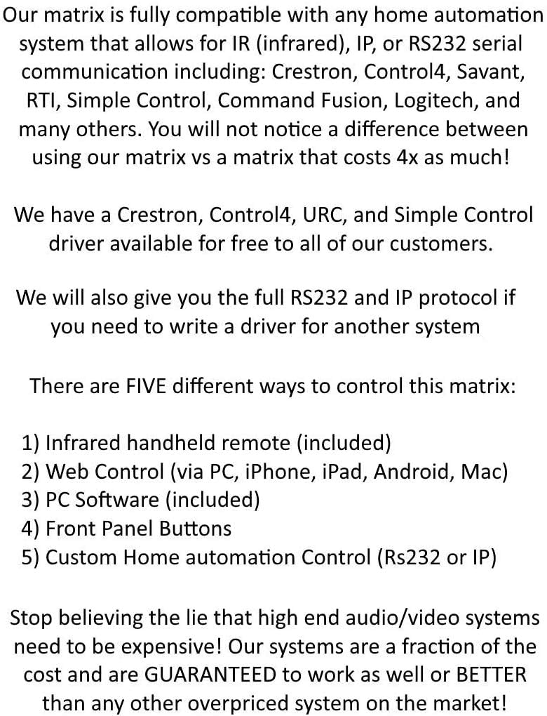 No Hassle AV - 8x8 Seamless HDMI 4K Matrix Switcher HDCP2.2 HDTV Routing Selector SPDIF Audio