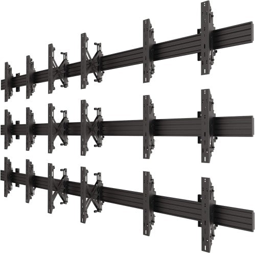 3x3 Video Wall Rail Mounting System - Pop out brackets with Microadjustments