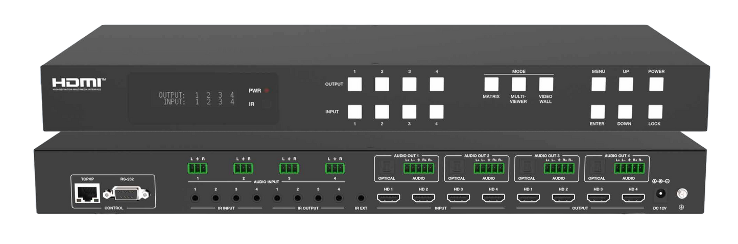4 input 4 output - 2x2 Video Wall Processor for 4 Monitors - 4K60hz Seamless Switching
