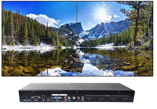 No Hassle AV 2x2 HDMI Video Wall Processor (2022 Version) HD TV 1080P Matrix Controller Splicer Splitter Display 2x2 2x1 1x2
