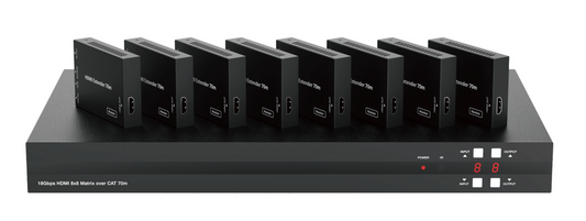 8x16 HDR 18GBPS HDbaseT 4K HDMI Matrix SWITCHER 8 PoC Receivers HDMI 2.0a 2.0 CAT6 CAT5e HDMI HDCP2.2 Routing SPDIF Audio CONTROL4 Savant Home Automation
