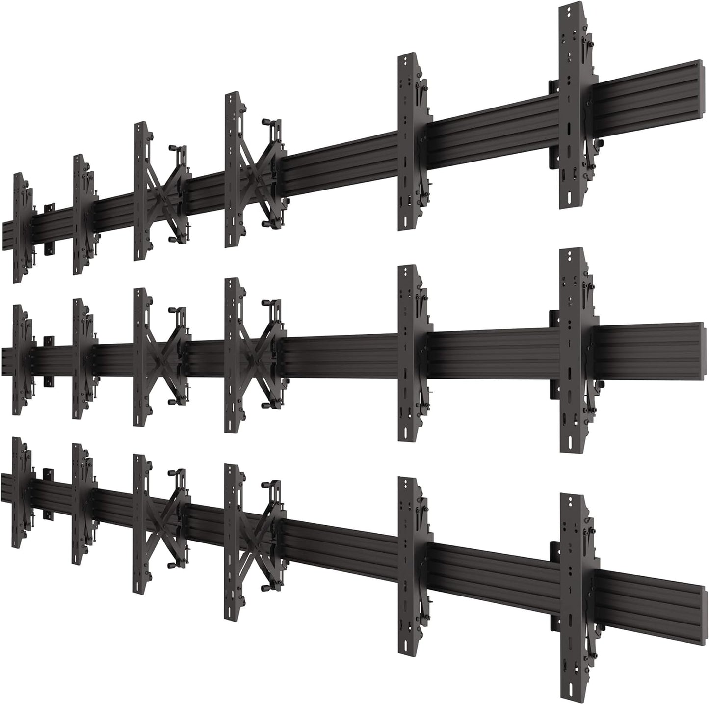 3x3 Video Wall Rail Mounting System - Pop out brackets with Microadjustments