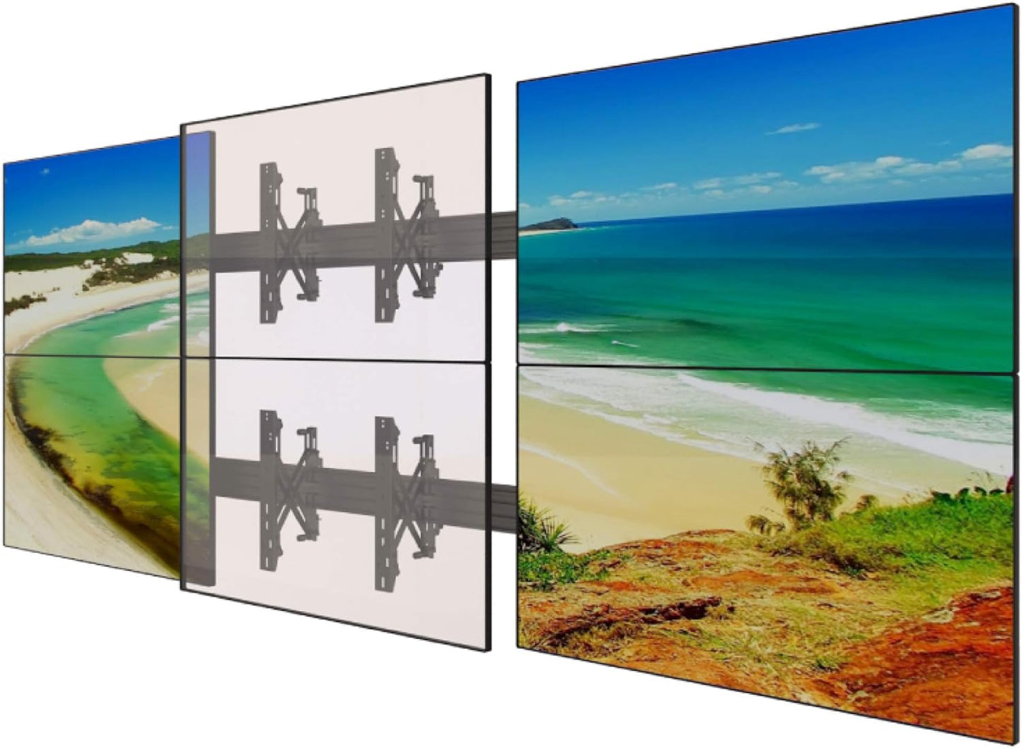 3x3 Video Wall Rail Mounting System - Pop out brackets with Microadjustments